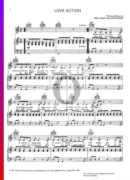 Love Action (I Believe In Love) Musik-Noten