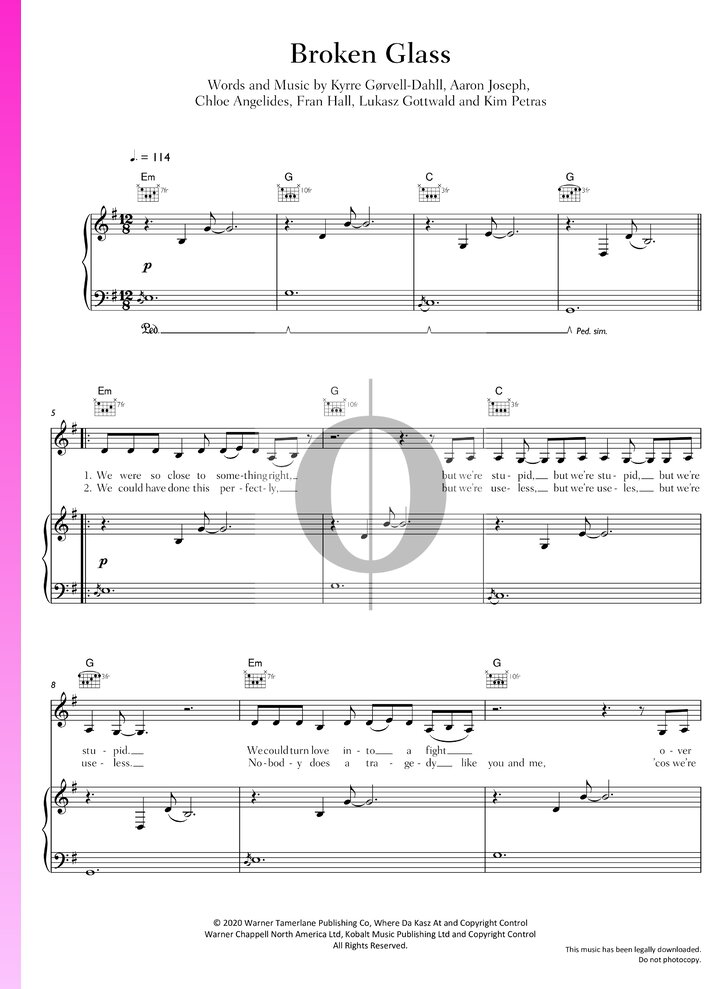 Broken Glass (Kygo, Kim Petras) Piano Sheet Music OKTAV