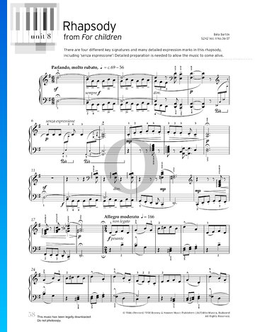 For Children, Sz. 42 Vol 2: No. 36 Rhapsody Partitura