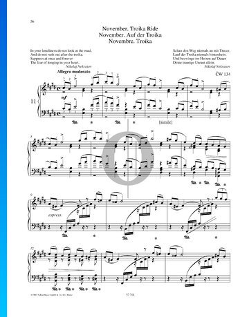 The Seasons, Op. 37a: 11. November - Troika Ride Sheet Music
