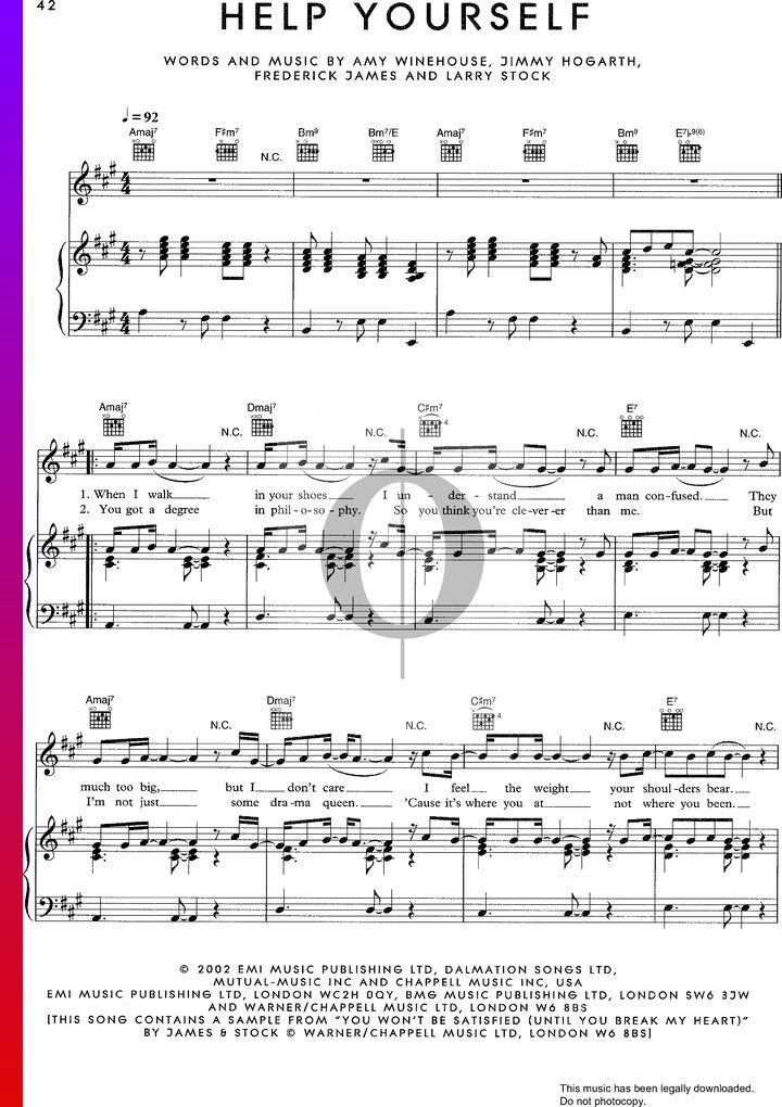 Help Yourself (Amy Winehouse) Piano Sheet Music - OKTAV