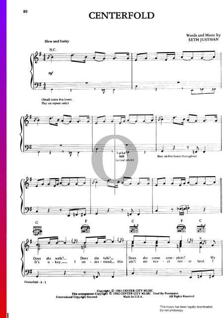 Centerfold Musik-Noten