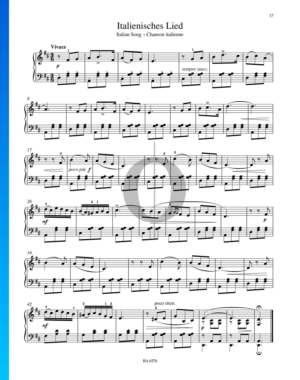 Italian Song, Op. 39 No. 15 Sheet Music (Piano)