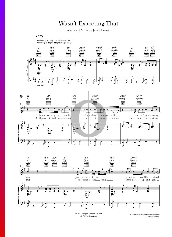 Wasn't Expecting That (Jamie Lawson) Piano Sheet Music - OKTAV