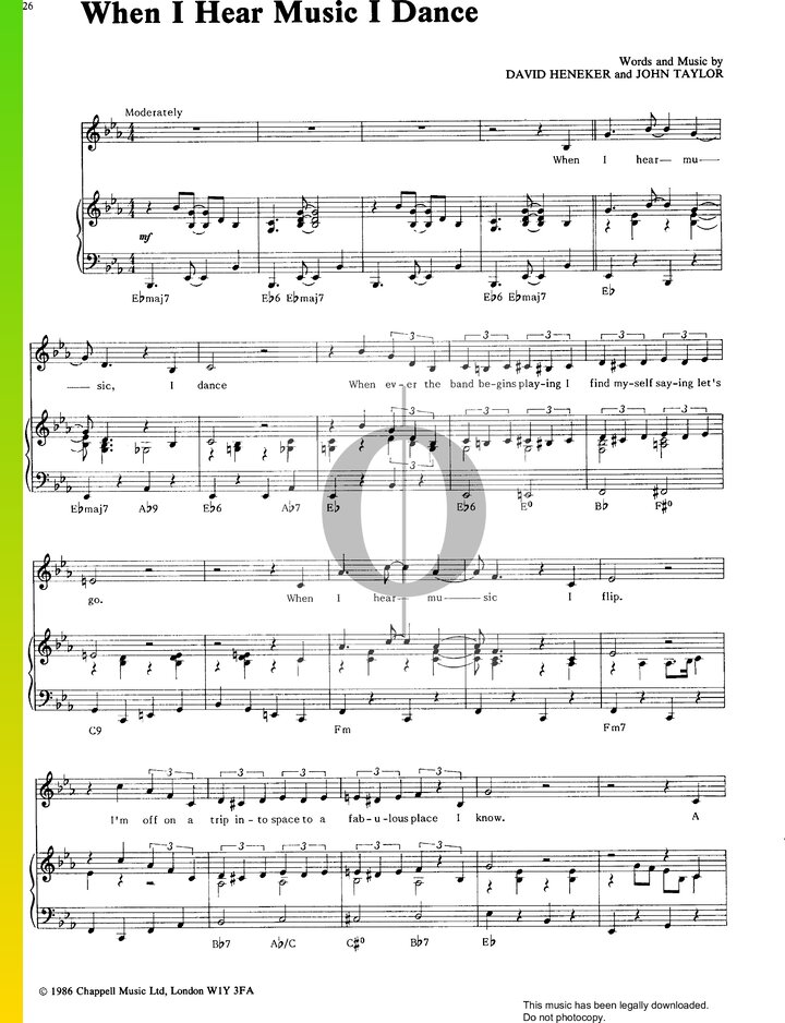 When I Hear Music I Dance Sheet Music Piano Voice OKTAV