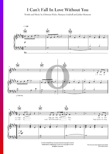 I Can’t Fall In Love Without You Musik-Noten