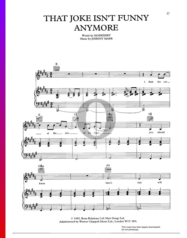 That Joke Isn't Funny Anymore Sheet Music (Piano, Voice, Guitar) OKTAV That Joke Isn't Funny Anymore Sheet Music (Piano, Voice, Guitar) OKTAV