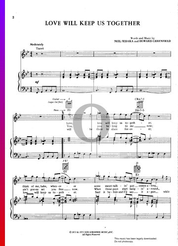 Love Will Keep Us Together Sheet Music