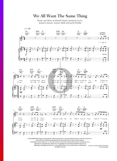 We All Want The Same Thing Musik-Noten