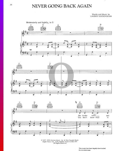 Never Going Back Again Musik-Noten
