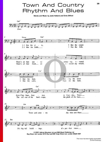 Town And Country Rhythm Blues Sheet Music