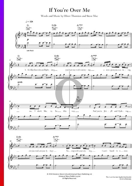 If You're Over Me Musik-Noten