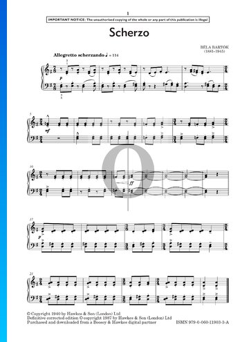 Mikrokosmos, Sz. 107 Vol. 3: Nr. 82 Scherzo Musik-Noten