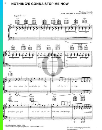 Nothing's Gonna Stop Me Now Sheet Music