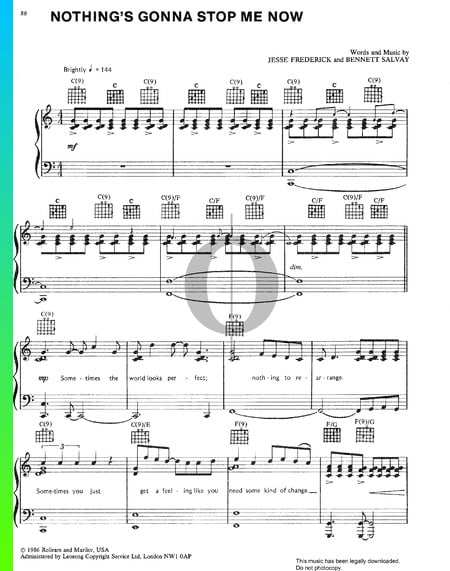 Nothing's Gonna Stop Me Now Sheet Music