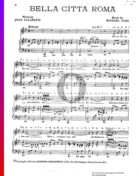 Bella Citta Roma Musik-Noten