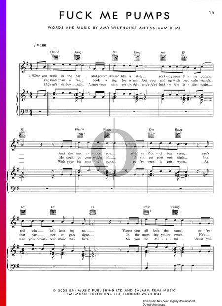 Fuck Me Pumps Sheet Music