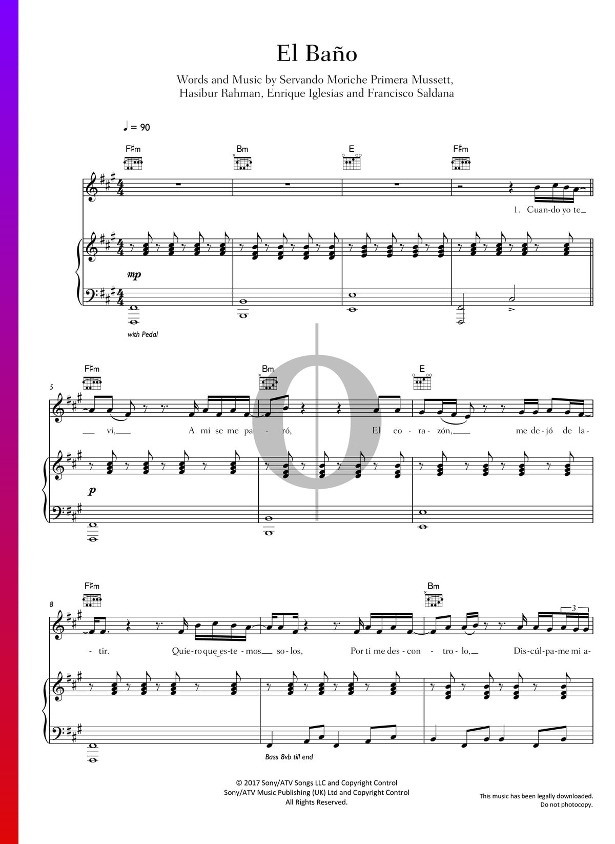 Entretener Largo mayoria El Baño Partitura » Bad Bunny, Enrique Iglesias (Piano, Voz, Guitarra) |  Descarga PDF - OKTAV