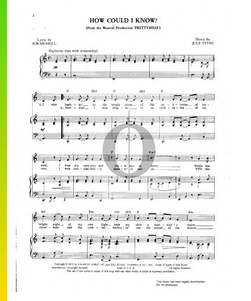How Could I Know Sheet Music