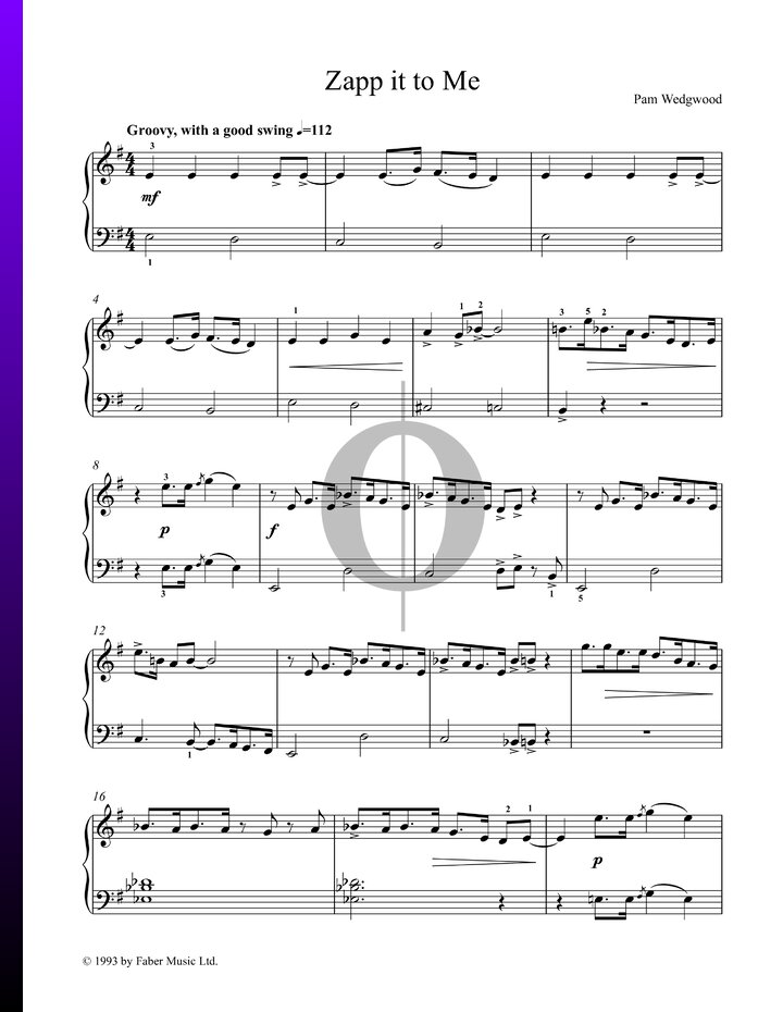 Zapp It To Me Sheet Music (Piano Solo) - OKTAV