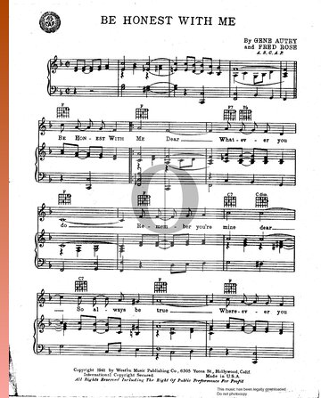 Be Honest With Me Sheet Music