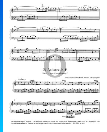 Andante in F Major, KV 6: 2nd Movement Sheet Music