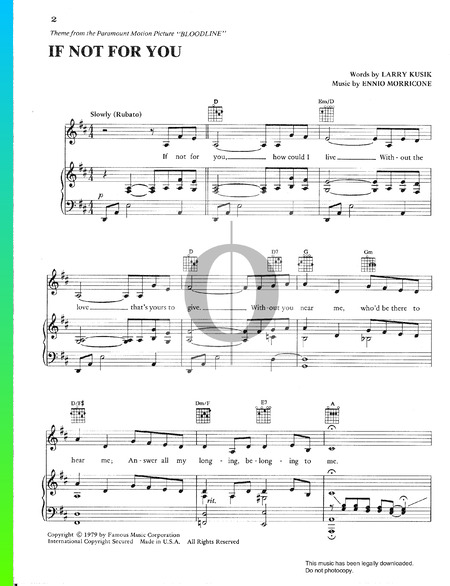 If Not For You Sheet Music