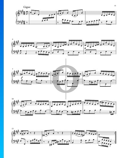 Partita in A Major, BWV 1006: 6. Gigue Sheet Music