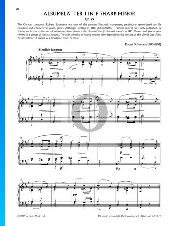 Bunte Blätter, Op. 99, 5. Albumblätter: No. 1 Ziemlich langsam Sheet Music