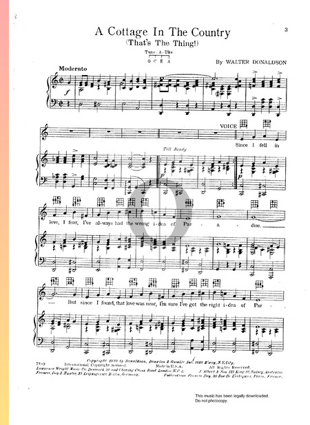 A Cottage In The Country (That's The Thing) Musik-Noten