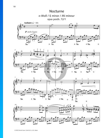 Partition Nocturne en Mi mineur, Op. posth. 72 No. 1