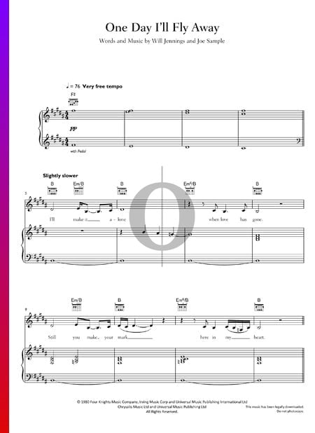 One Day I'll Fly Away Sheet Music