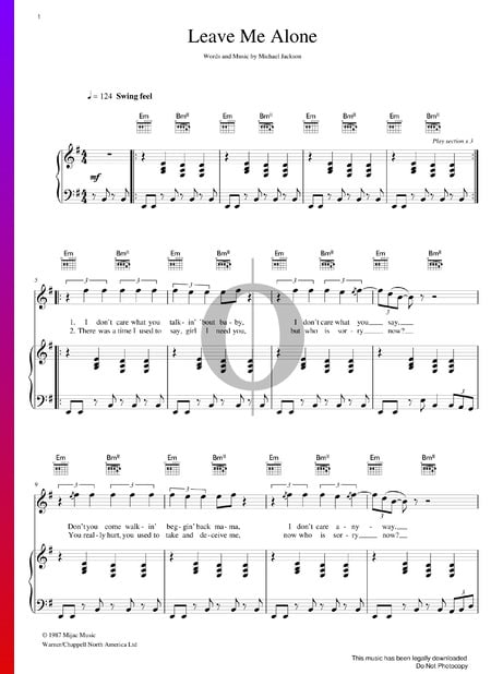 Leave Me Alone Musik-Noten