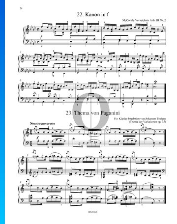 Tema de Paganini, Op. 35 Partitura