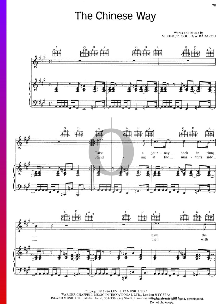The Chinese Way Sheet Music (Piano, Guitar, Voice) - PDF Download
