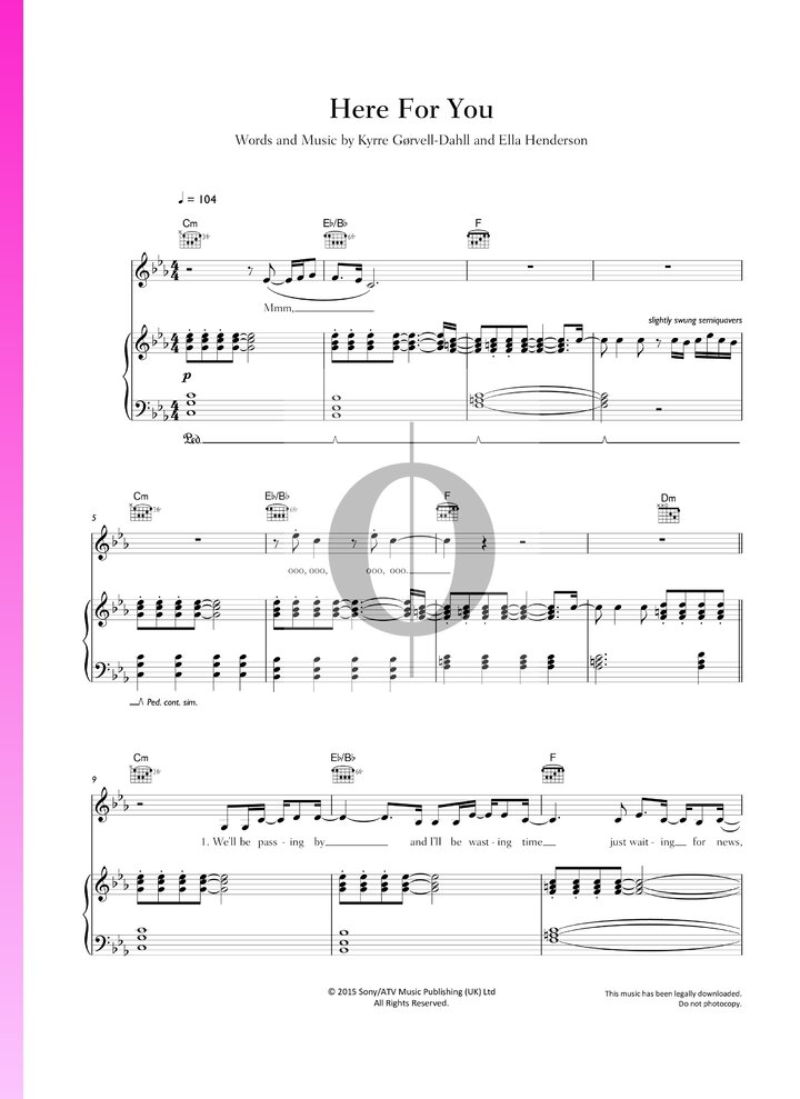 Here For You (Kygo, Ella Henderson) Piano Sheet Music - OKTAV