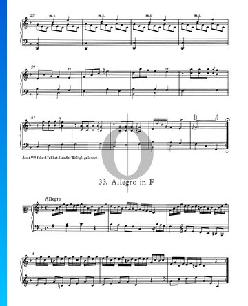 Allegro en fa mayor, n.º 33 Partitura