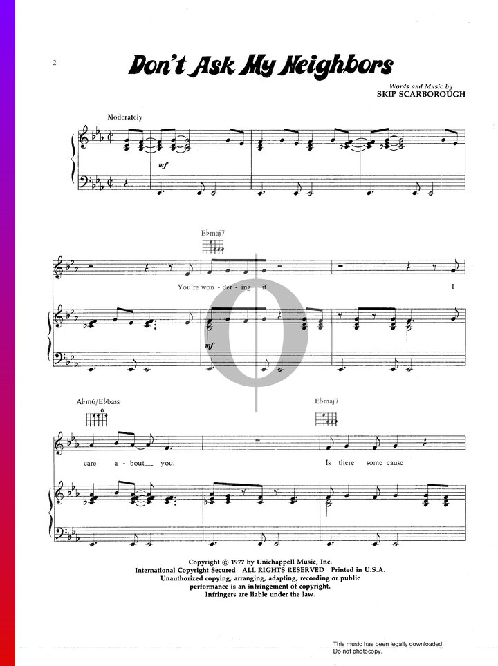 Don't Ask My Neighbours (The Emotions) Piano Sheet Music - OKTAV