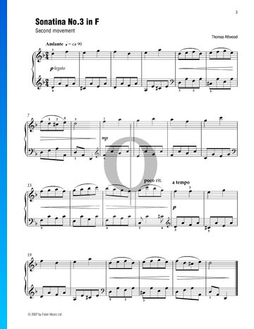 Sonatina Nr. 3 in F: 2. Satz Musik-Noten