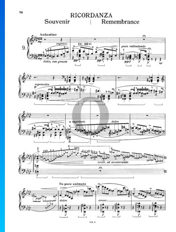 Transzendentale Etüde, Nr. 9 S.139 (Ricordanza) Musik-Noten