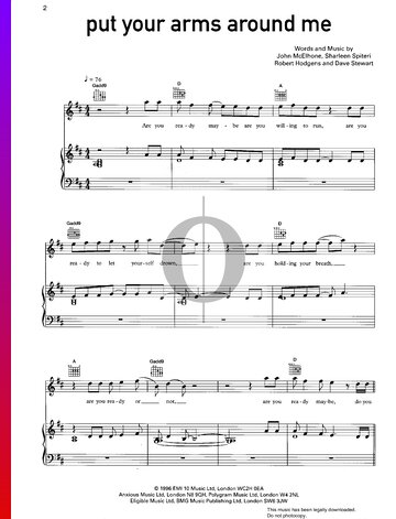 Put Your Arms Around Me Sheet Music