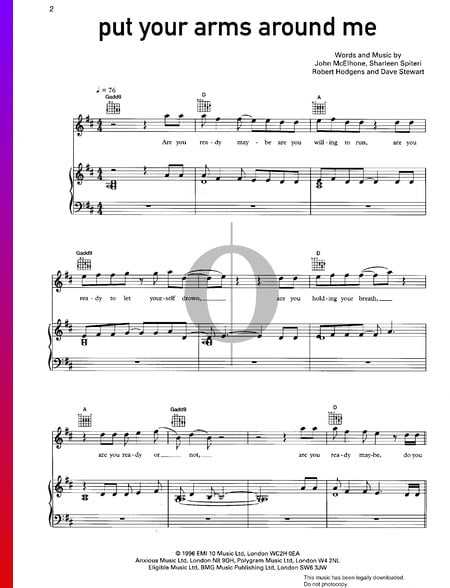 Put Your Arms Around Me Sheet Music