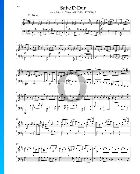 Suite en Ré Majeur, BWV 1012: 1. Prélude Partition