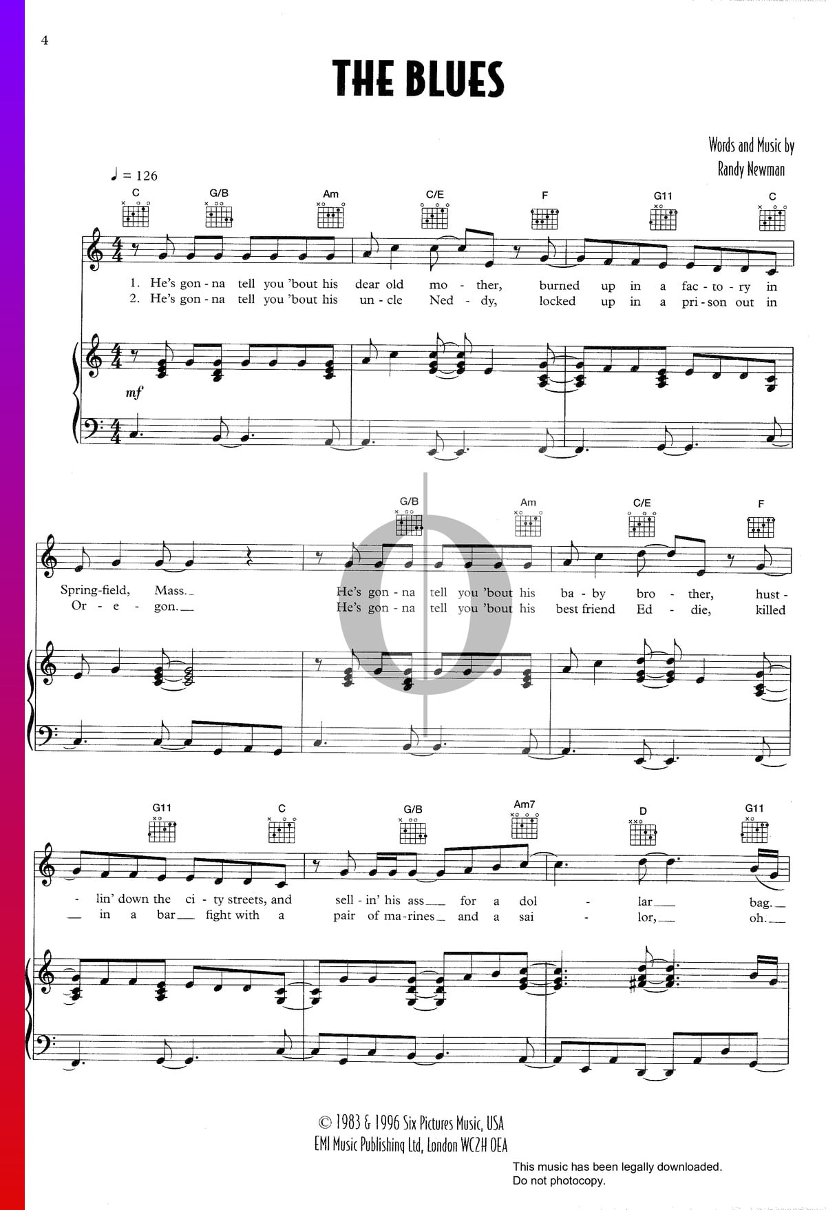 The Blues Sheet Music (Piano, Guitar, Voice) - OKTAV