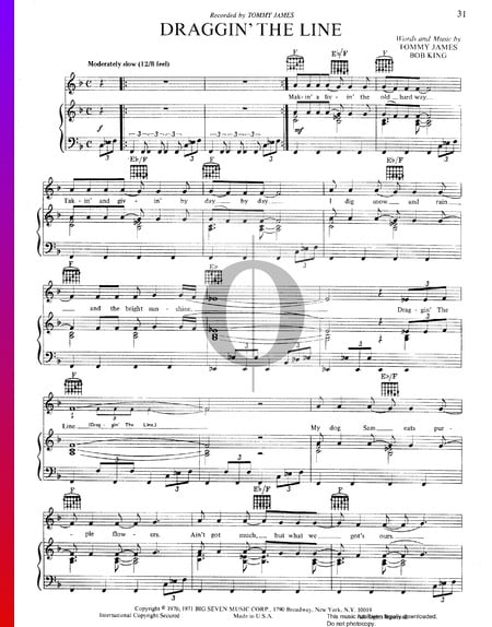 Draggin' The Line Sheet Music