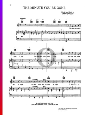 The Minute You're Gone Sheet Music