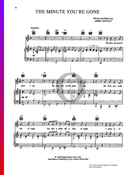 The Minute You're Gone Sheet Music