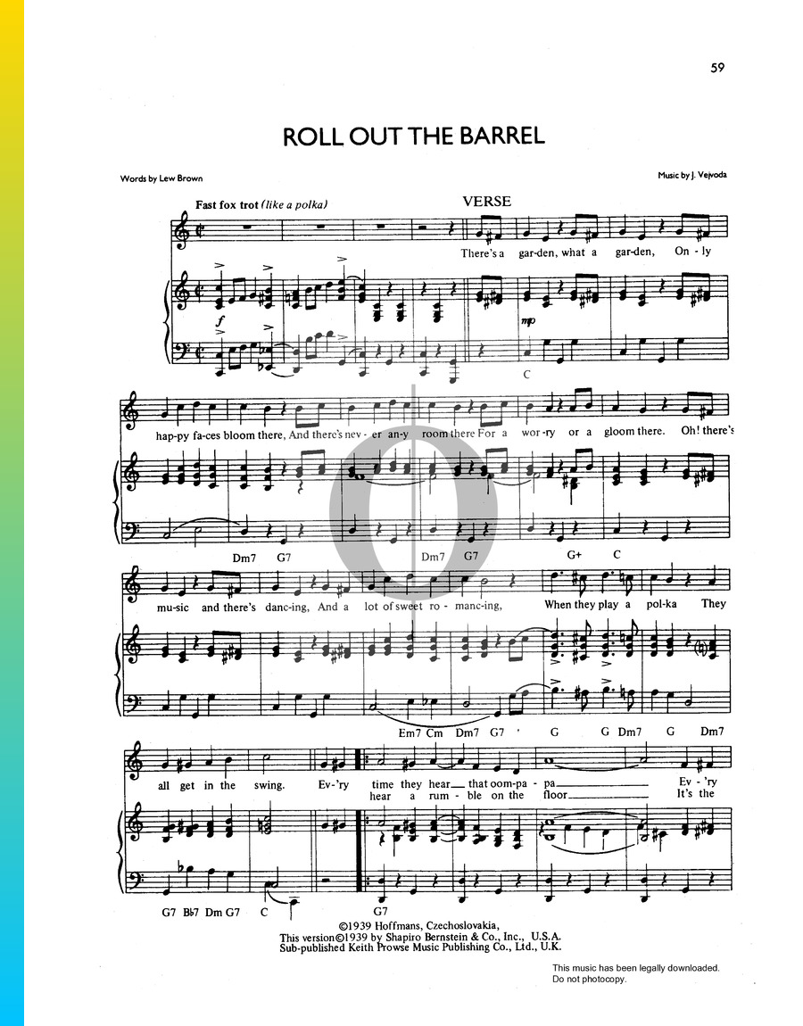 Roll Out The Barrel Sheet Music