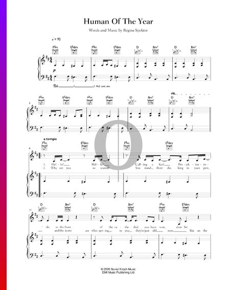 Human Of The Year Sheet Music