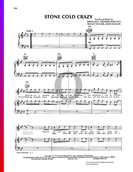 Stone Cold Crazy Sheet Music